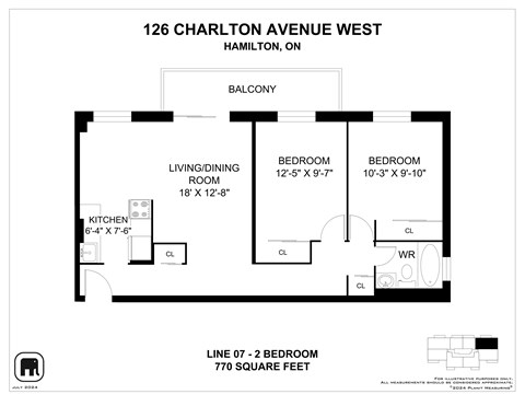 A floor plan for a property at 126 Charlton Avenue West in Hamilton, ON.